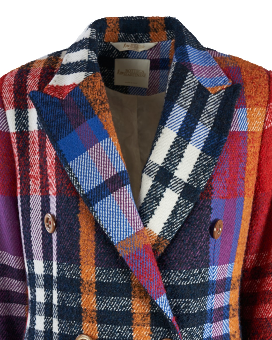 shop BOTTEGA MARTINESE  Cappotto: Bottega Martinese cappotto "Brigida".
Revers.
Maniche lunghe.
Doppiopetto.
Chiusura con bottoni.
Quadri.
Tasche a filo.
Taglio lungo.
Vestibilità regolare.
Composizione: 20% Lana 8% Alpaca 28% Poliestere 42% Acrilica 2% Altre fibre.
Fabbricato in Italia.. BRIGIDA 770-BLU/ARANCIO/ROSSO number 9400737